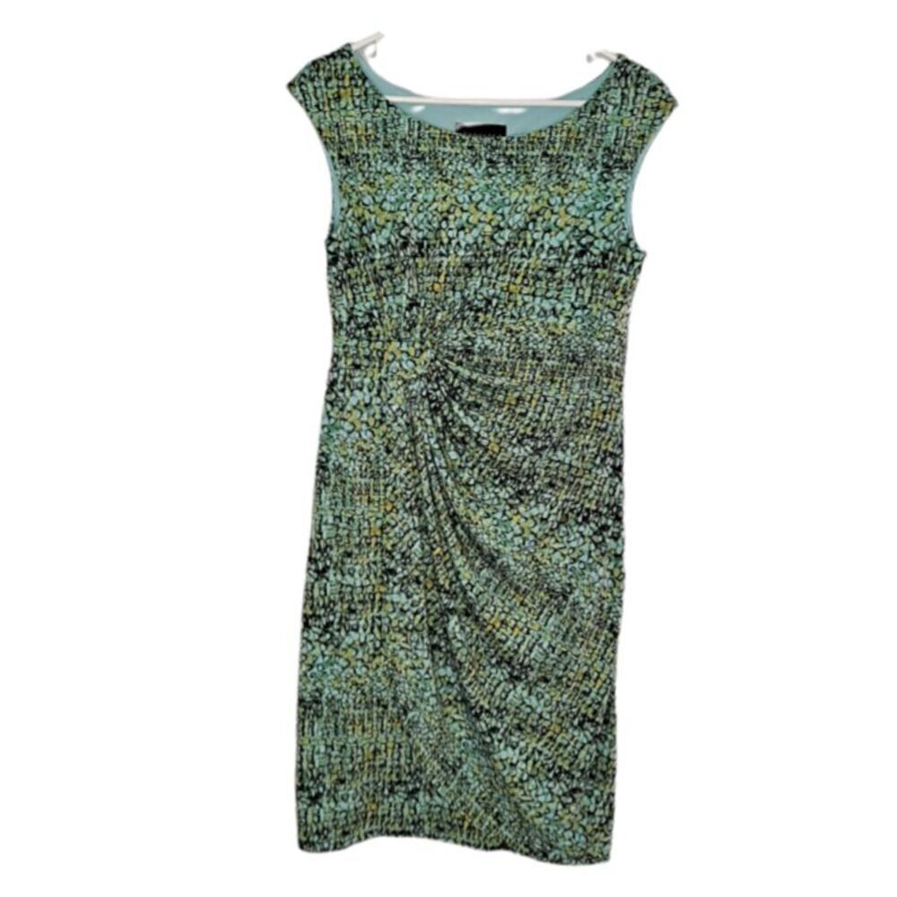 Connected Apparel Faux Wrap Midi Dress